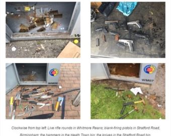 Knives, pistols and live military-grade ammunition left in weapon surrender bins across Birmingham and the Black Country