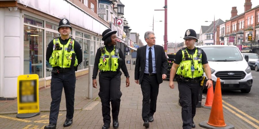 West Midlands Police and Crime Commissioner Simon Foster out with the local neighbourhood team on Soho Road in Handsworth