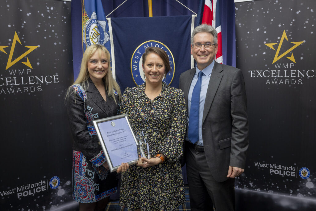 Bearwood Community Trust's Sally Taylor with her West Midlands Police and Crime Commissioner's Community Thank You award for 2023